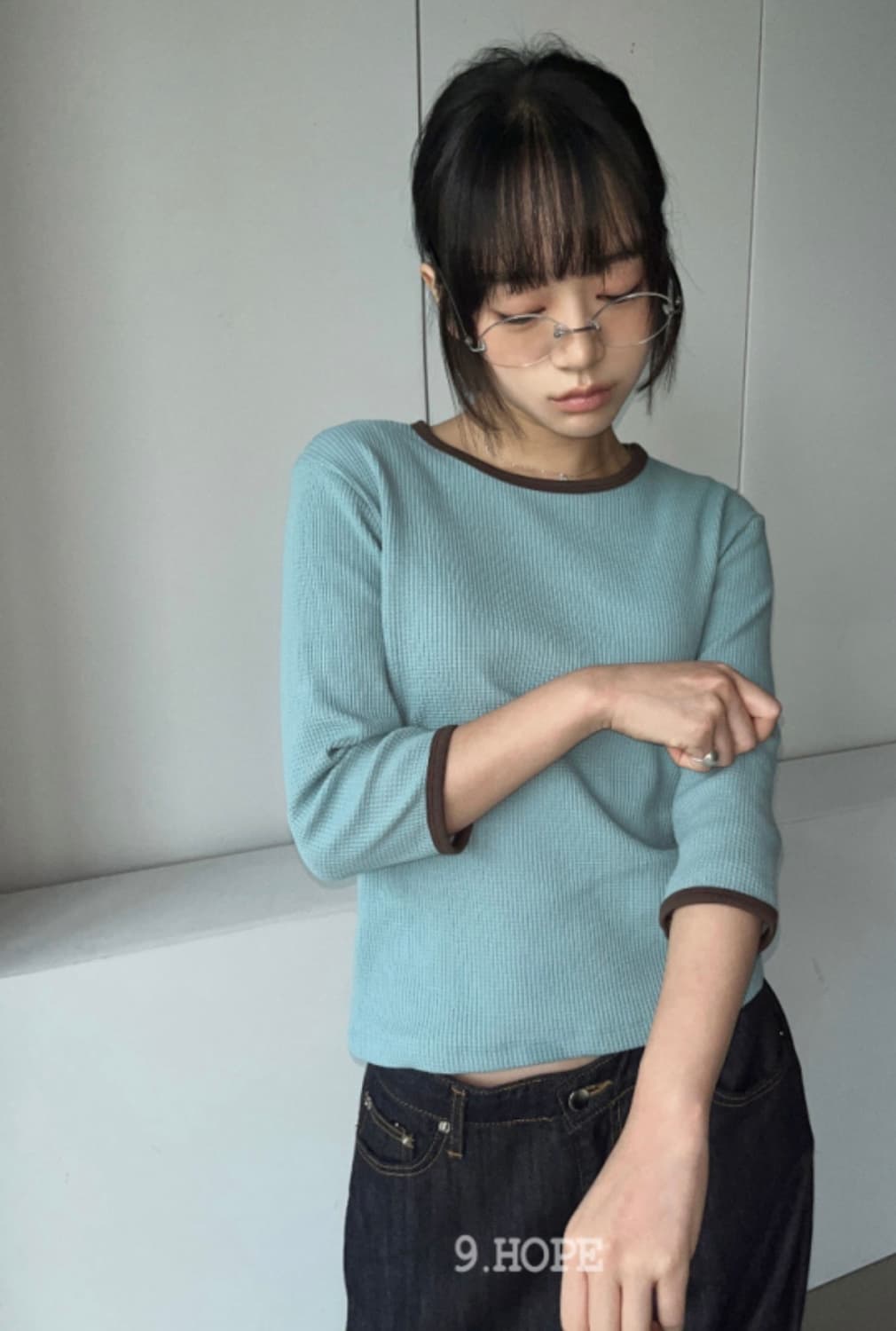 김아홉 티셔츠 민트초코 칠부티 7부티 waffle 링거 t 상품이미지1