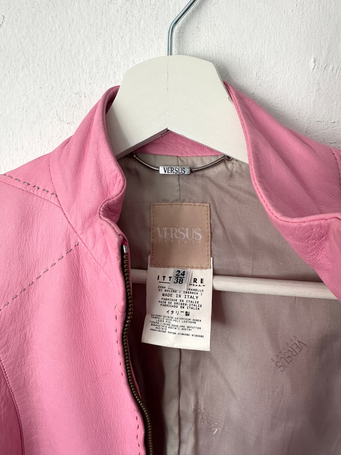 베르사체 베르수스 2000s 핑크 램스킨 레더 자켓 상품이미지7