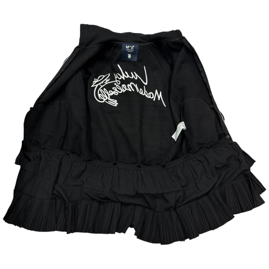 럭키슈에뜨 플리츠 롱 기모 후드집업 자켓 블랙 상품이미지3