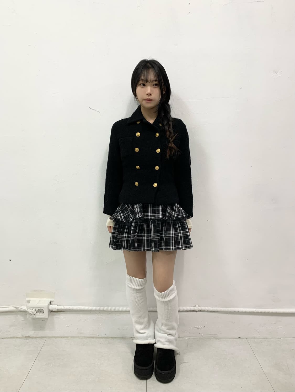 프레피 룩 체크 프릴 스커트 상품이미지2