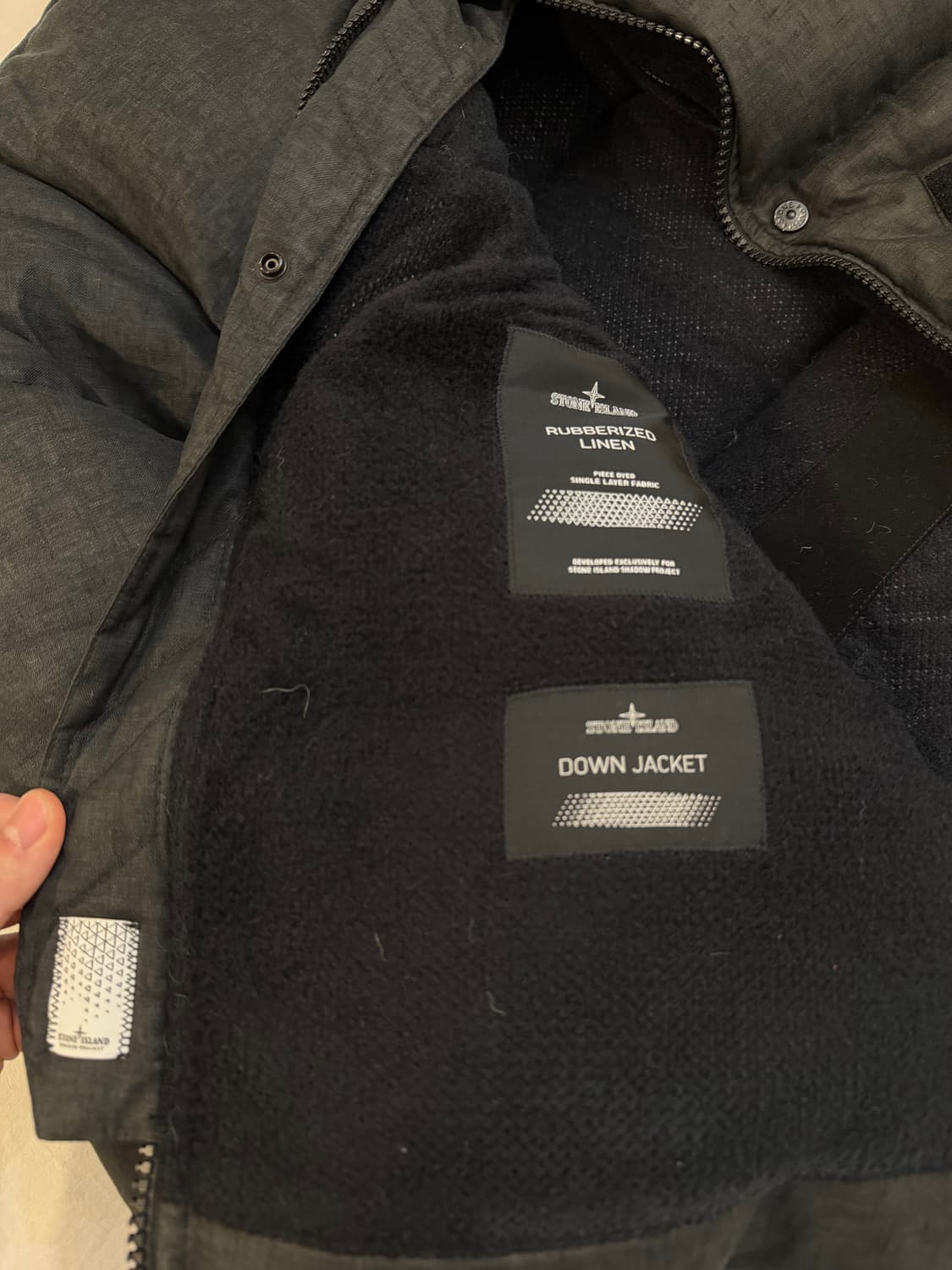 스톤아일랜드 20fw 쉐도우프로젝트 린넨 패딩 블랙 상품이미지6