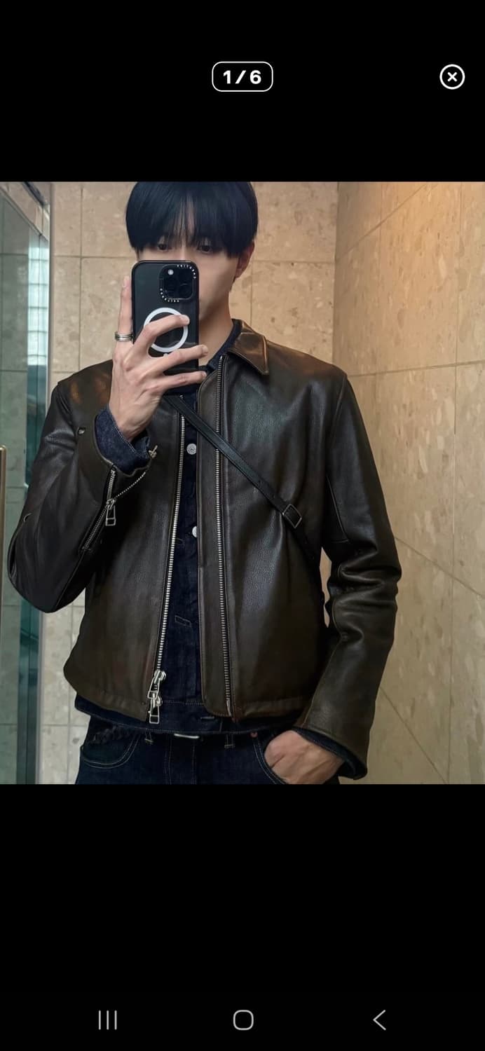 토니웩 크롭 레더자켓 브라운 L 상품이미지2