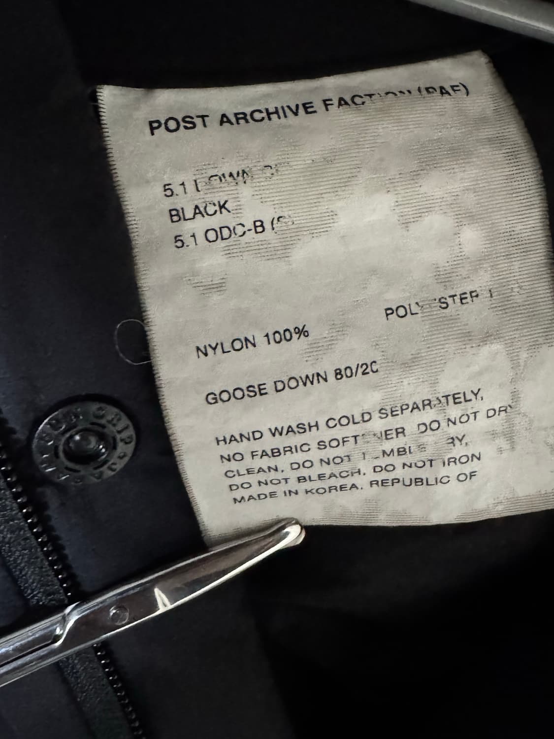 포스트아카이브팩션 5.1 DOWN CENTER (BLACK) S 상품이미지4