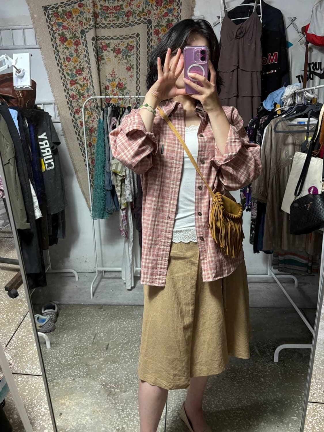 [eu]인디핑크 체크 셔츠  상품이미지2