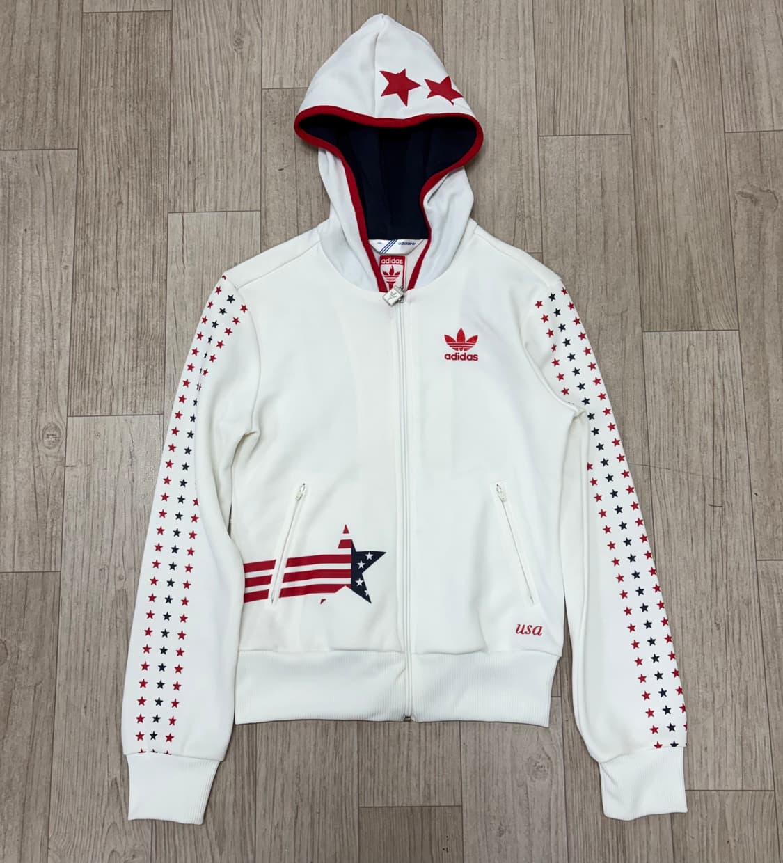 아디다스 USA 성조기 후드집업 화이트 상품이미지1
