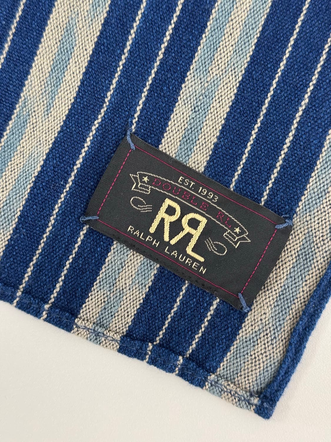 더블알엘 인디고 스트라이프 핸드우븐 코튼 스카프 상품이미지3