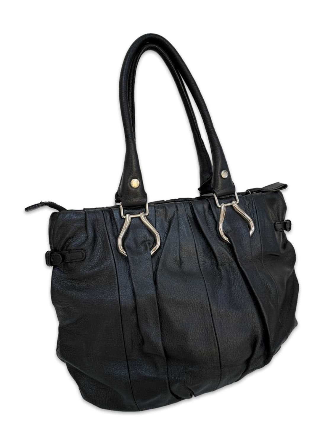 빈티지 블랙 가죽 사이드 벨트핸드백 상품이미지3