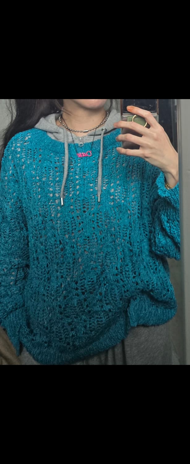 와걸 후드집업 청록니트 너드 모리 와이즈걸 상의셋 상품이미지2