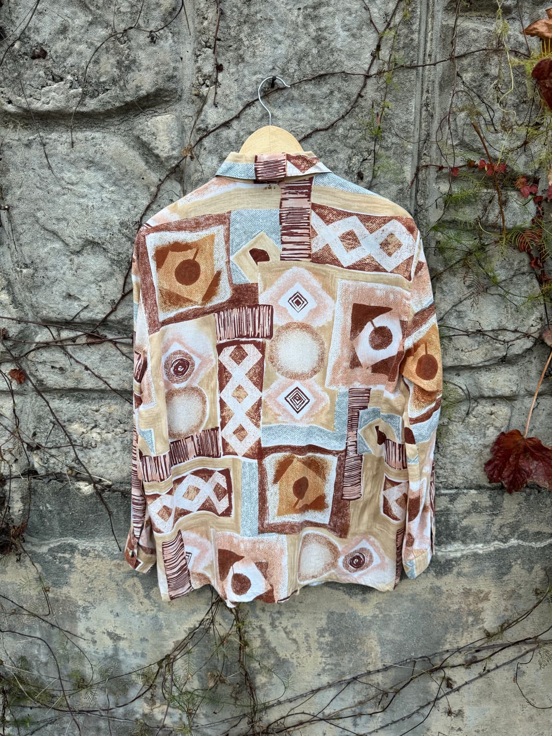 일본 빈티지 텐셀 원단 100 에스닉 패턴 셔츠  상품이미지2