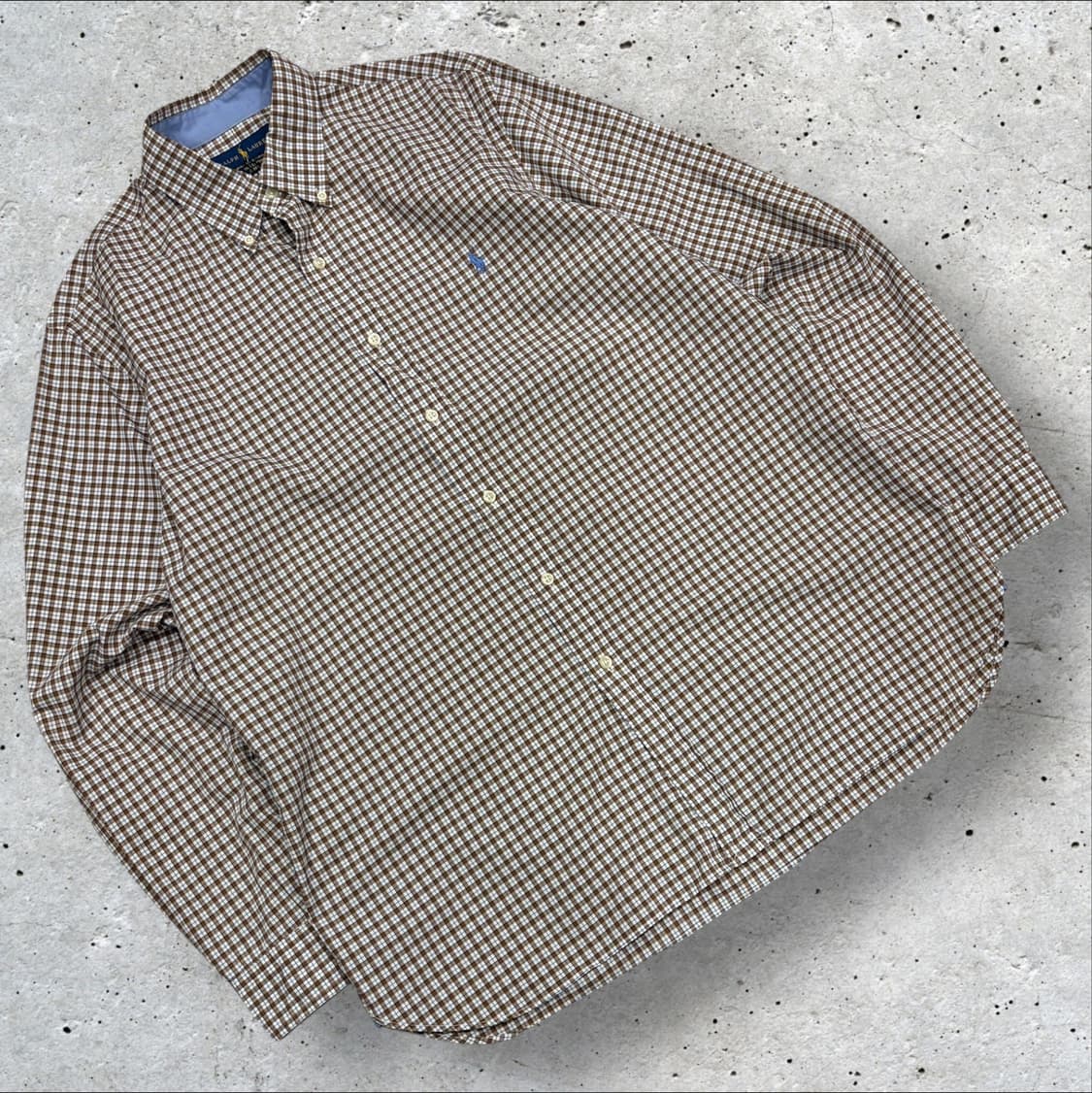 [L] 폴로 랄프로렌 코튼 체크 셔츠 브라운 C939 상품이미지1