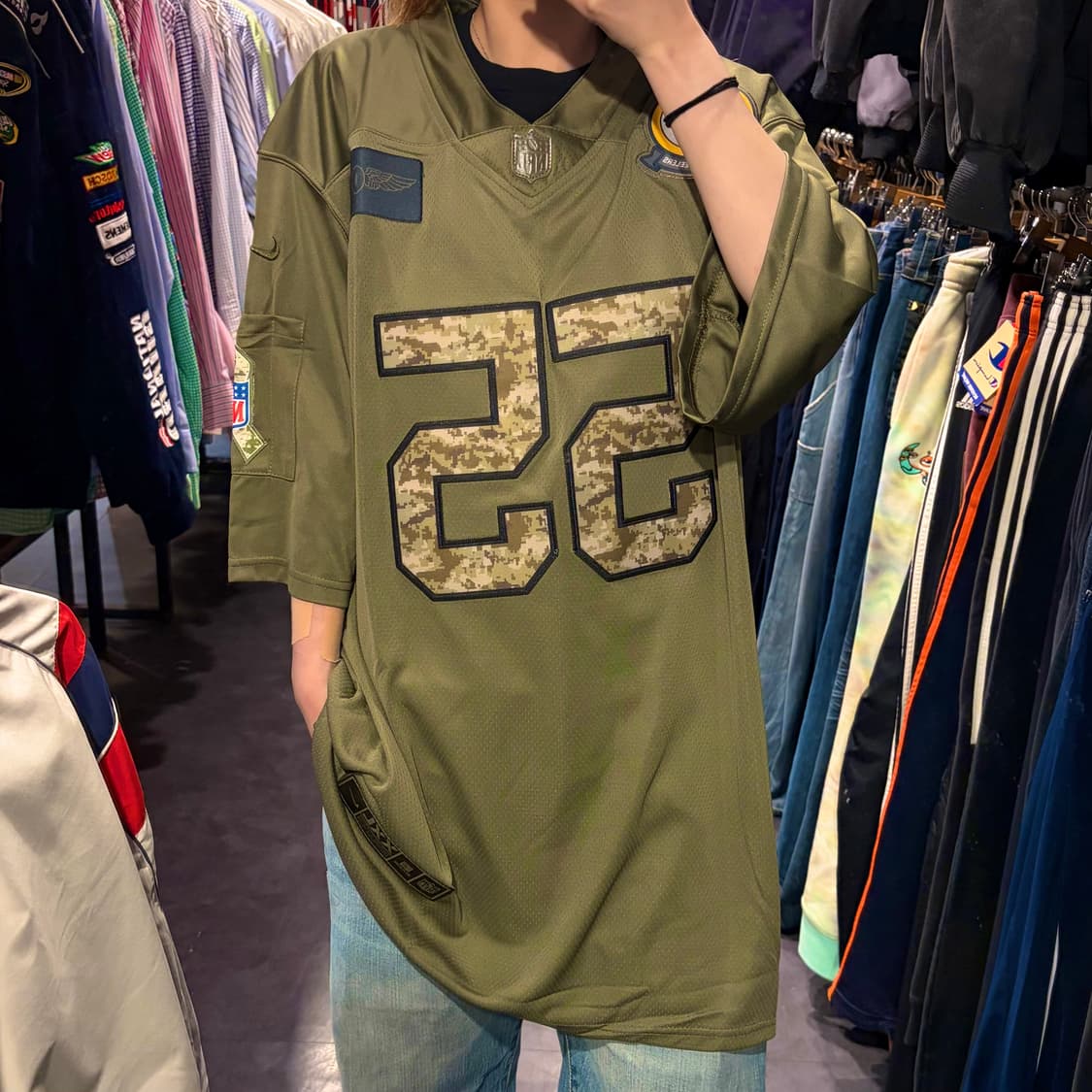 [IM]  NFL X NIKE NFL NO.55 Bush 반팔 져지 카키 상품이미지1