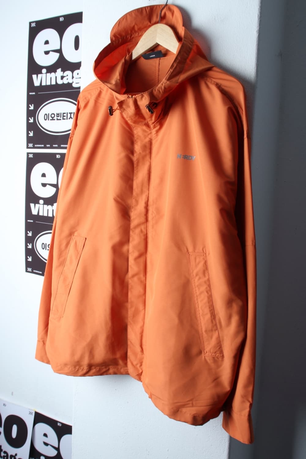 (L-2XL) 널디 집업 바람막이 점퍼자켓 경량 오렌지-H32528 상품이미지1