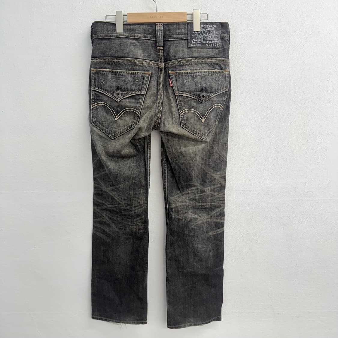 00S 리바이스502 Y2K 빈티지 워싱 흑청 팬츠 W32 상품이미지8