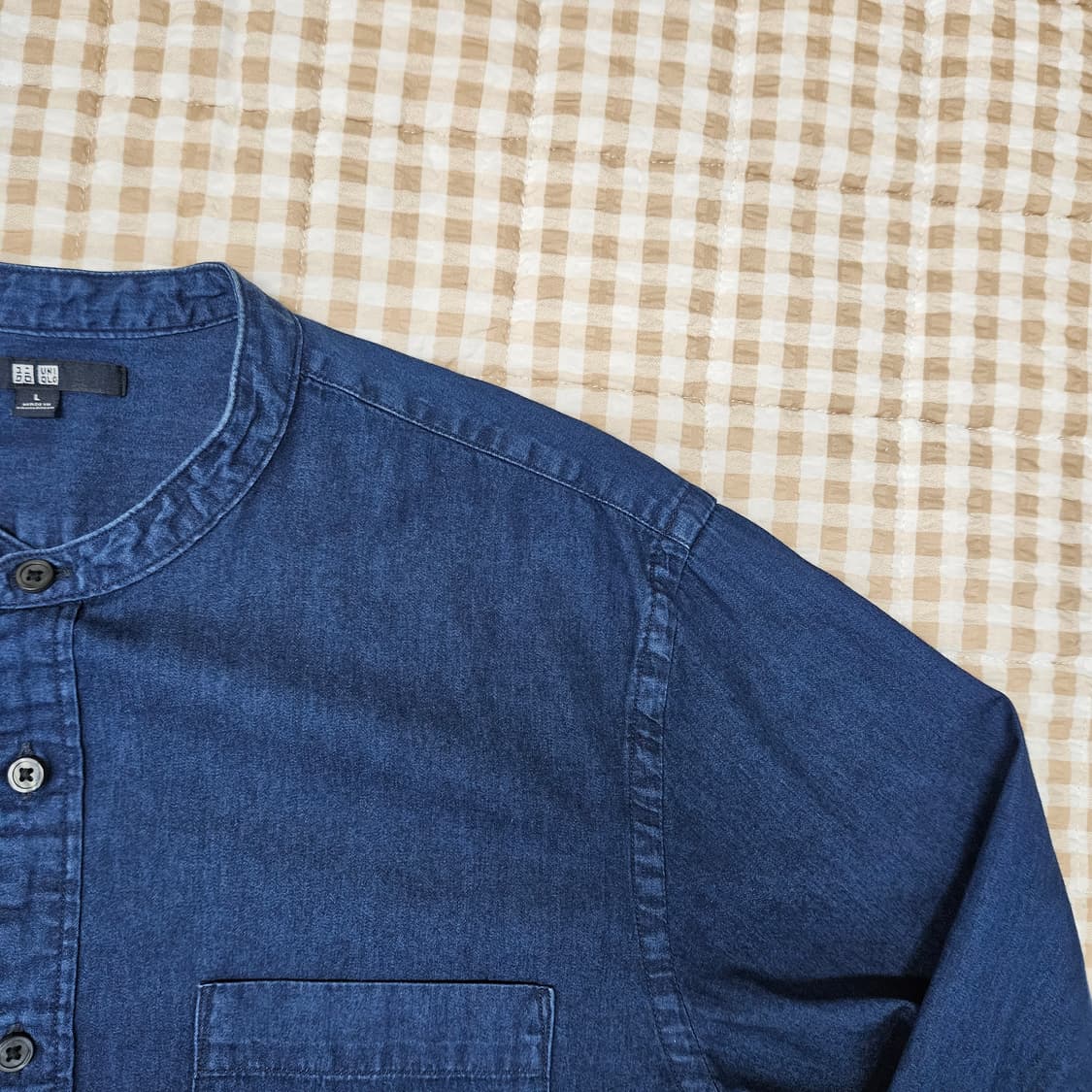유니클로 헨리넥 데님 청셔츠 남자100 상품이미지3