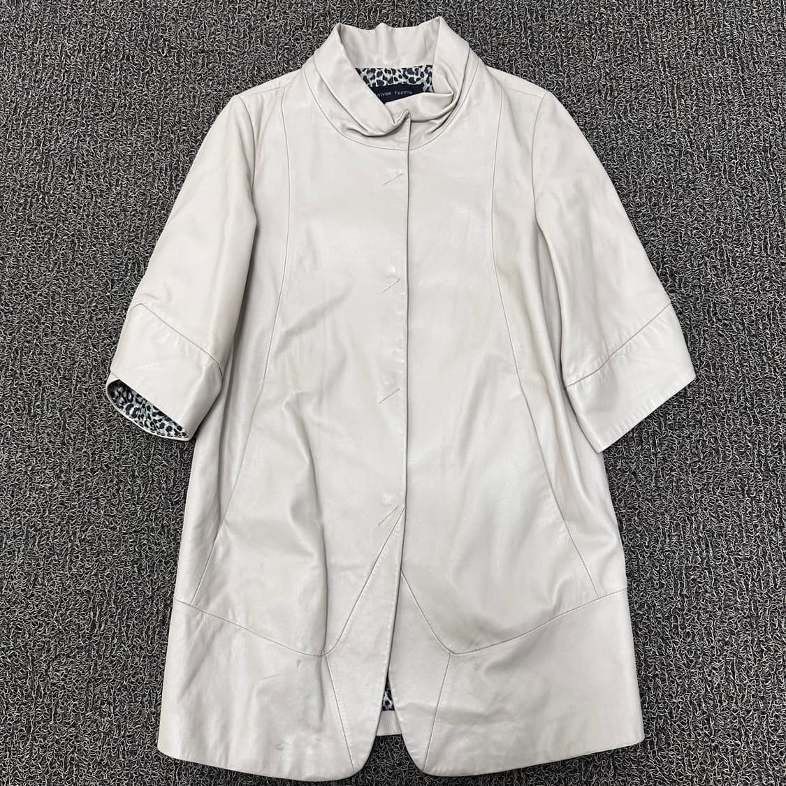 anivee Femme 여성 양가죽 반팔 가죽 롱코트 66사이즈 상품이미지1