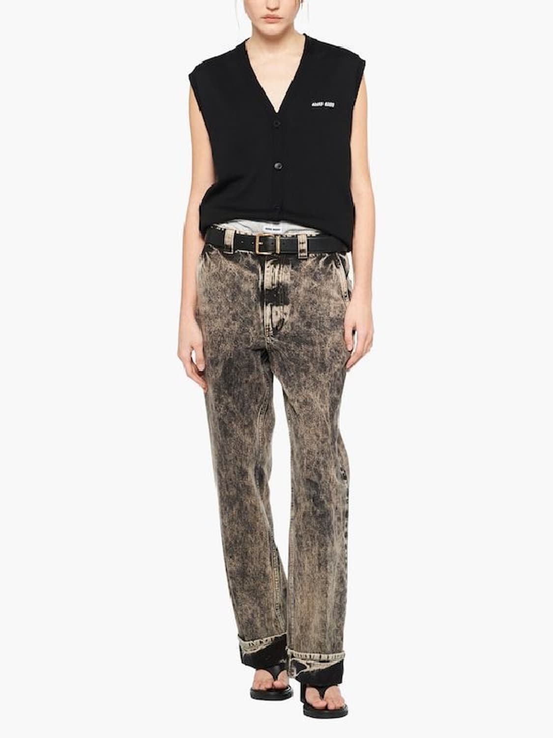 미우미우 마블 이펙트 로고 데님 팬츠 상품이미지3