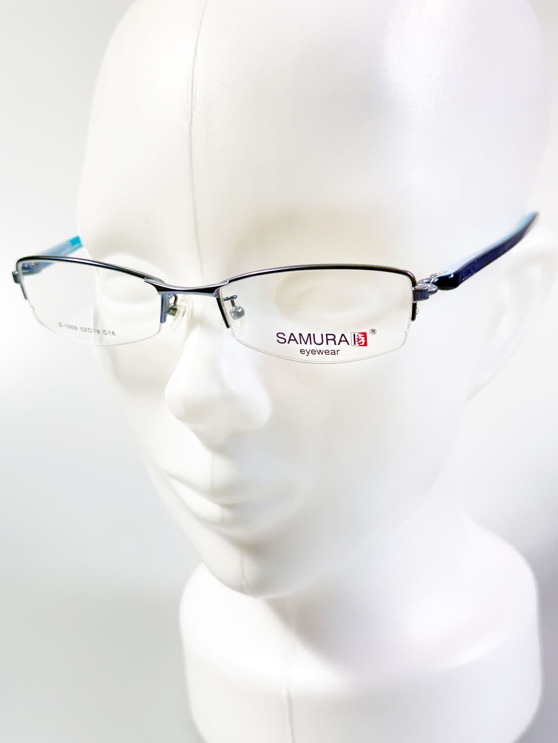 SAMURAI EYEWEAR 블루 반무테 스퀘어 메탈 빈티지 안경 상품이미지8