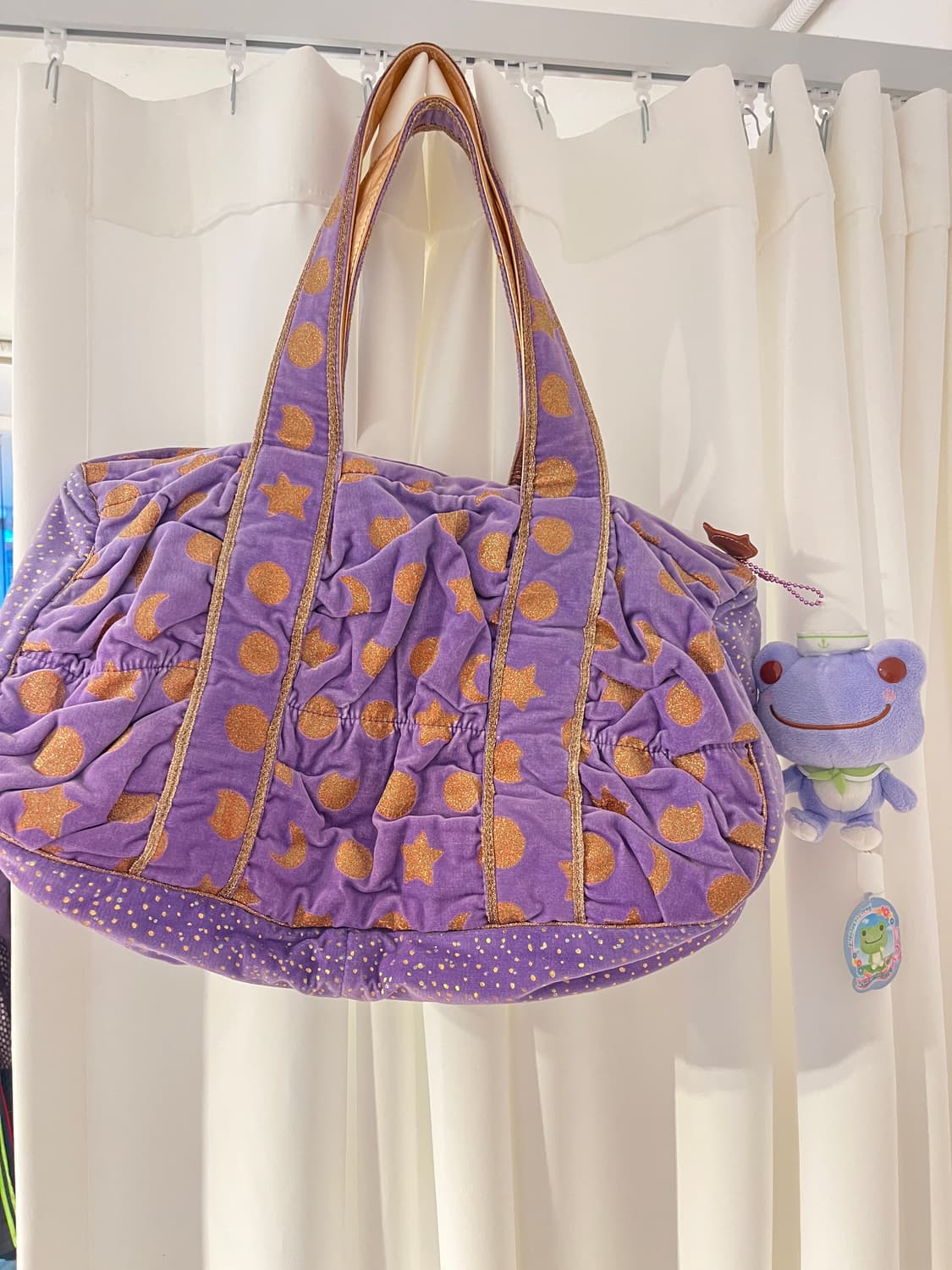 츠모리치사토 네코별 벨벳 토트백 🧙🏻퍼플 상품이미지5