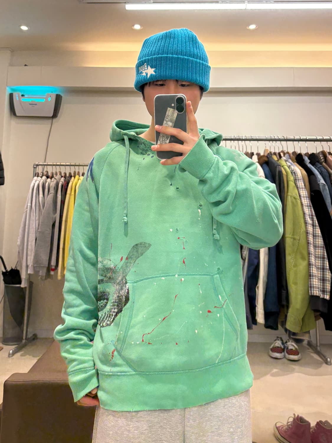 폴로 랄프로렌 넥 트임 디스트레스드 페인팅 후드티 상품이미지8