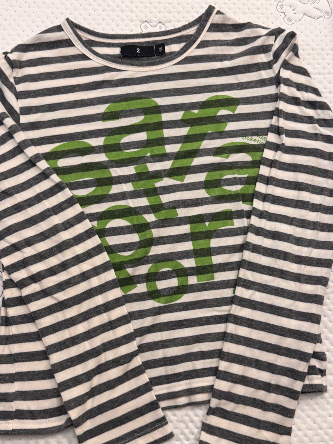 사파리스팟 우먼 1/2 티켓팅 스트라이프 보더티 그레이 2사이즈 상품이미지2