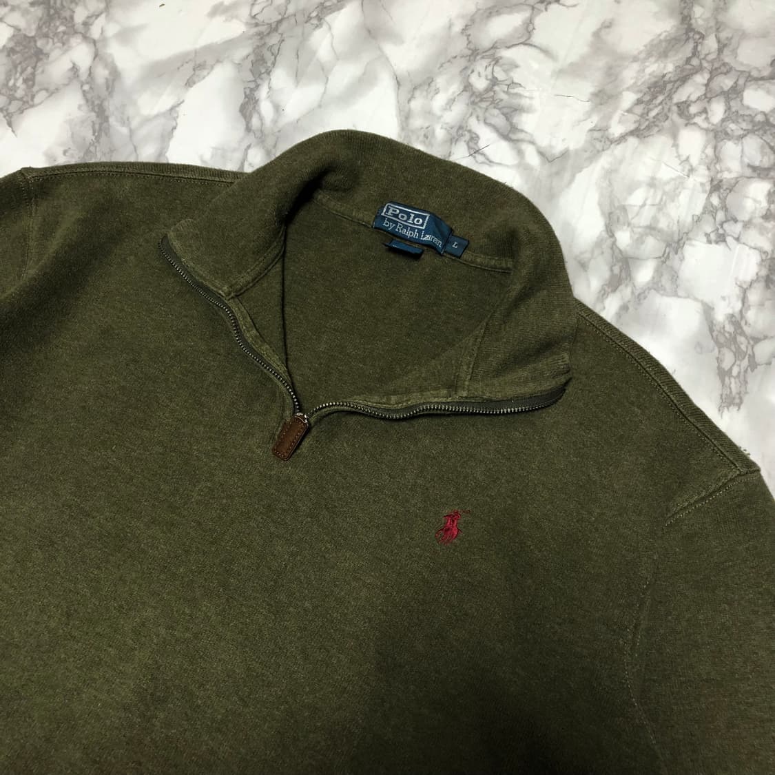 폴로 랄프로렌 딥카키 반집업 니트 상품이미지2