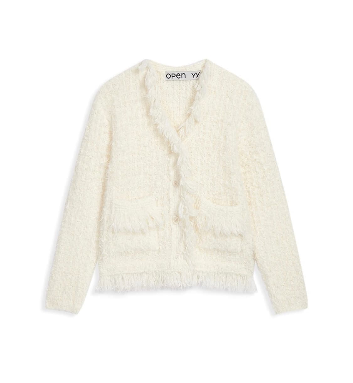 오픈와이와이 트위드 니트 가디건 아이보리 상품이미지1