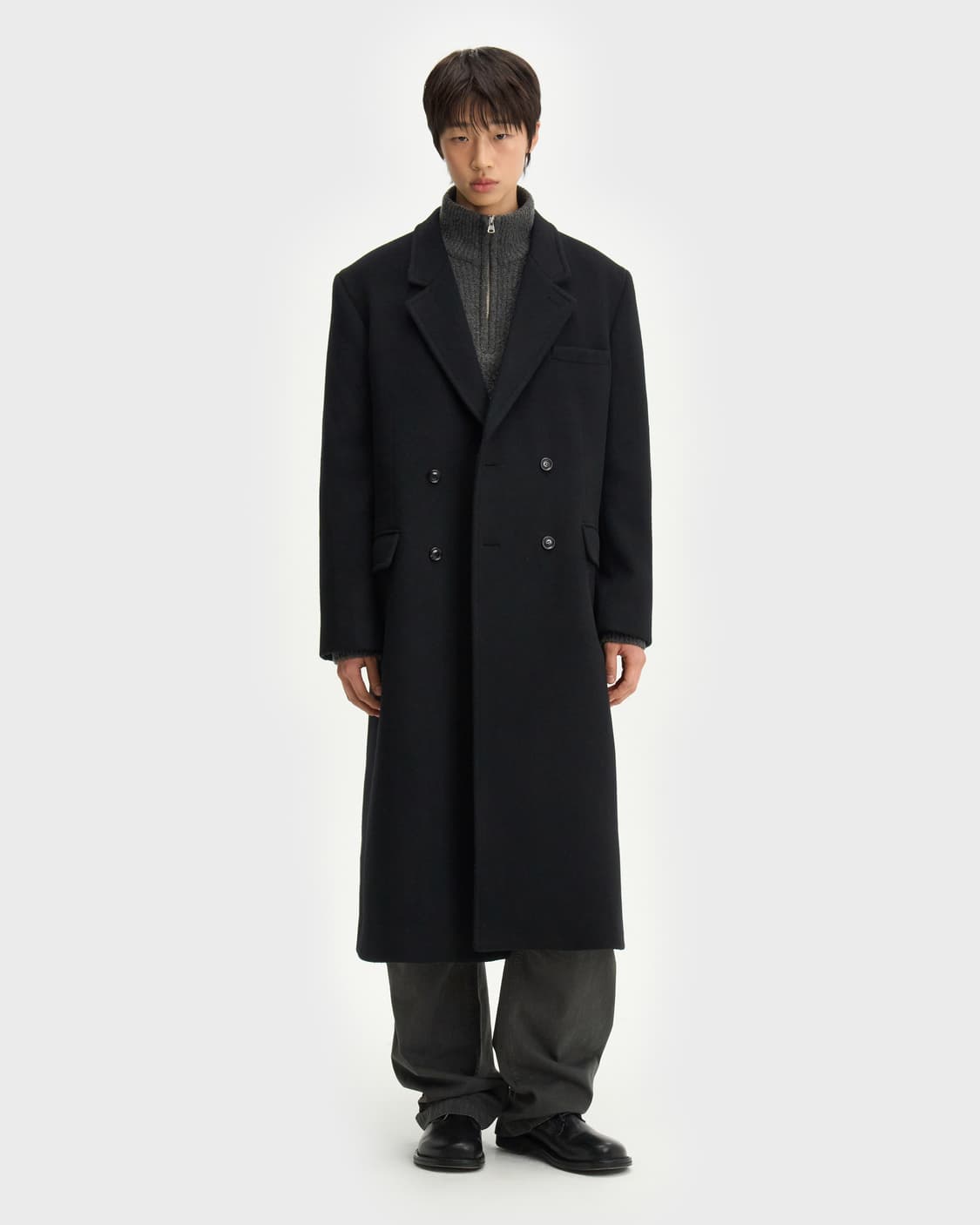 벨리에 / 버티컬 더블코트 솔리드블랙 / 105 상품이미지1