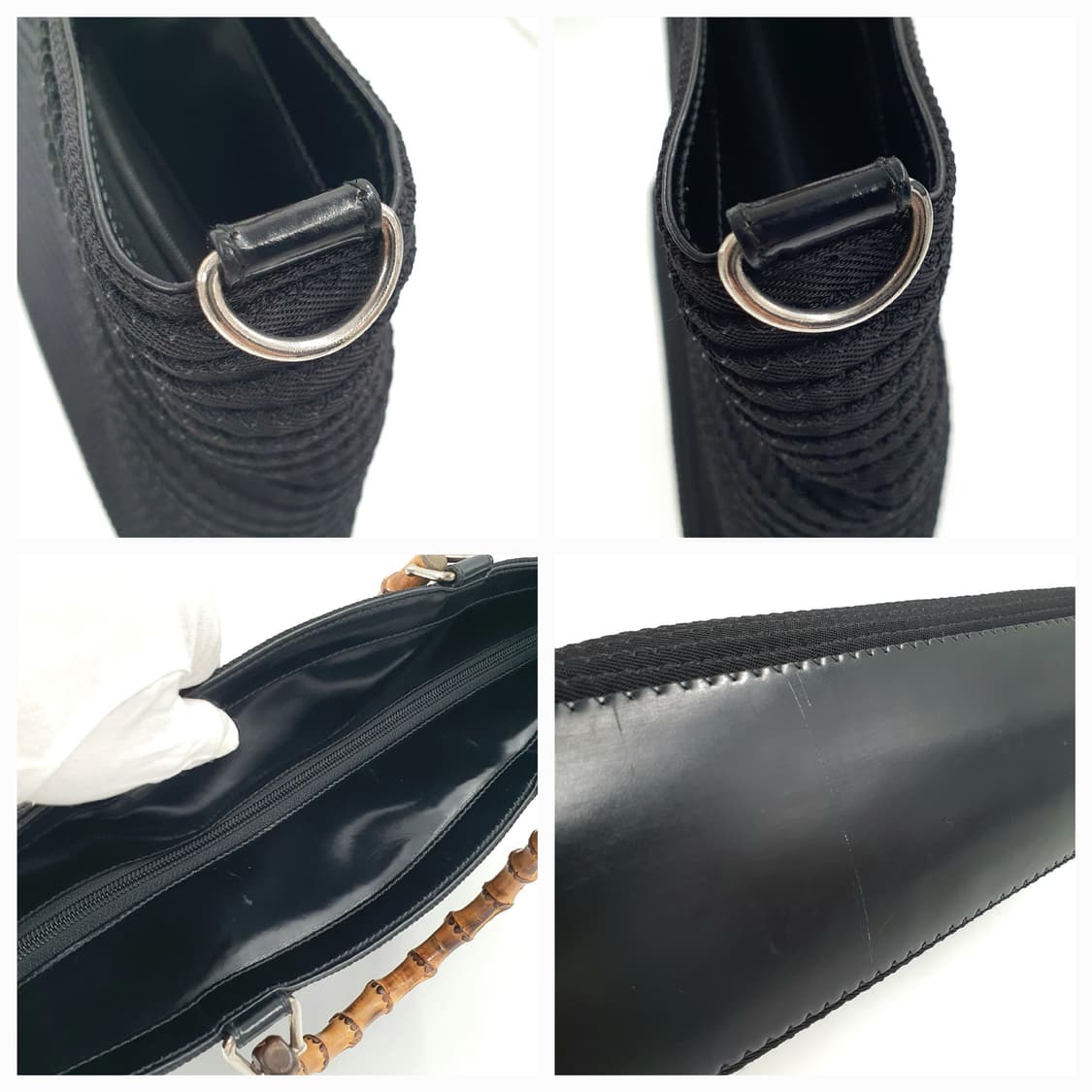 구찌 뱀부 블랙 퀄팅 캔버스 투웨이 토트백 숄더백 상품이미지8