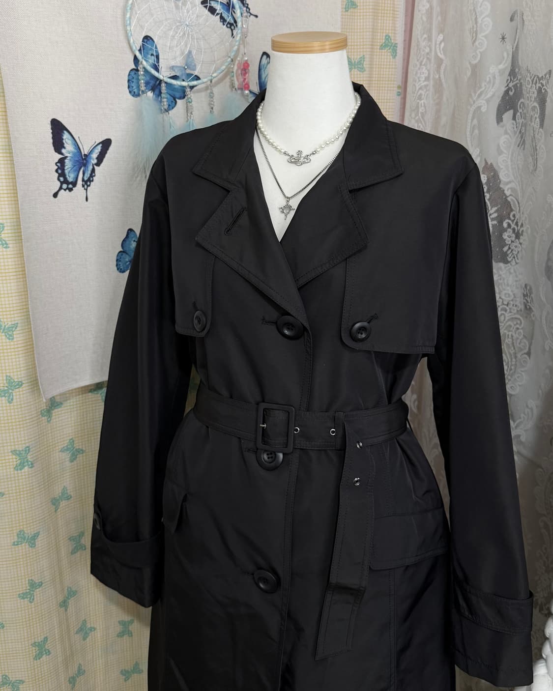 블랙 벨트 트렌치 코트 상품이미지6