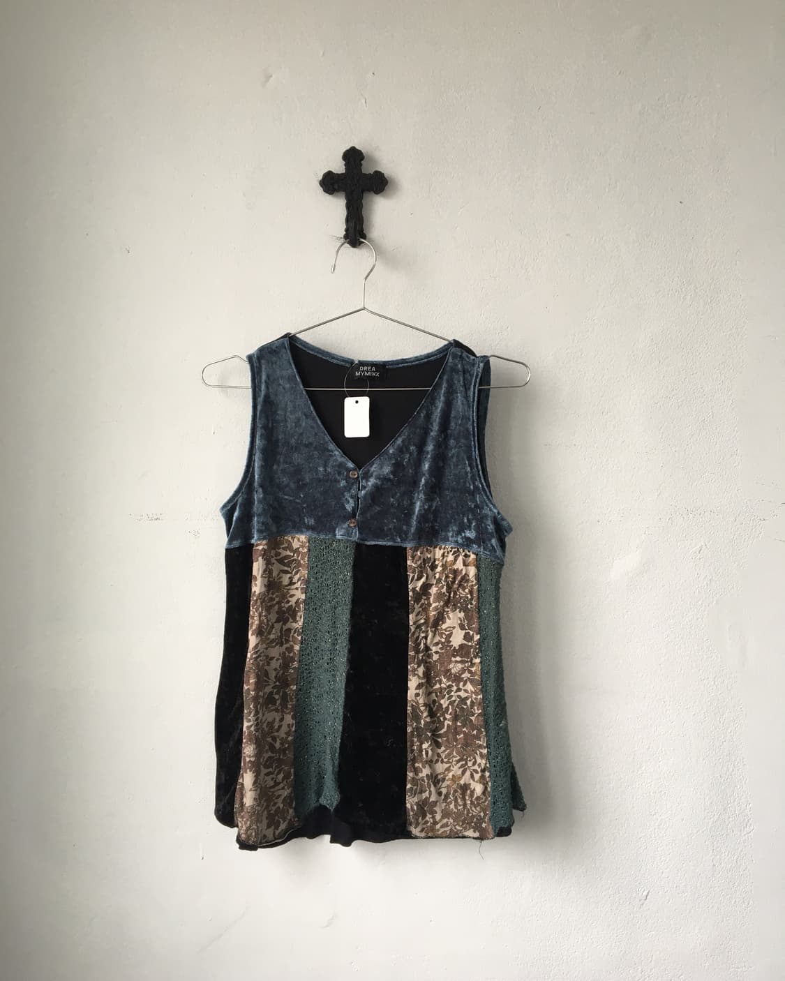 Patch work point velvet layer sleeveless 상품이미지2
