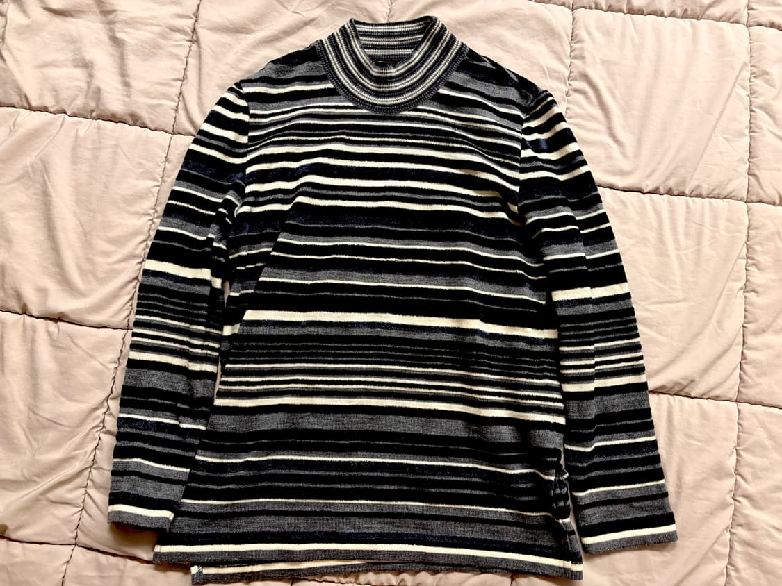 vtg 무채색 스트라이프 목폴라 상품이미지2