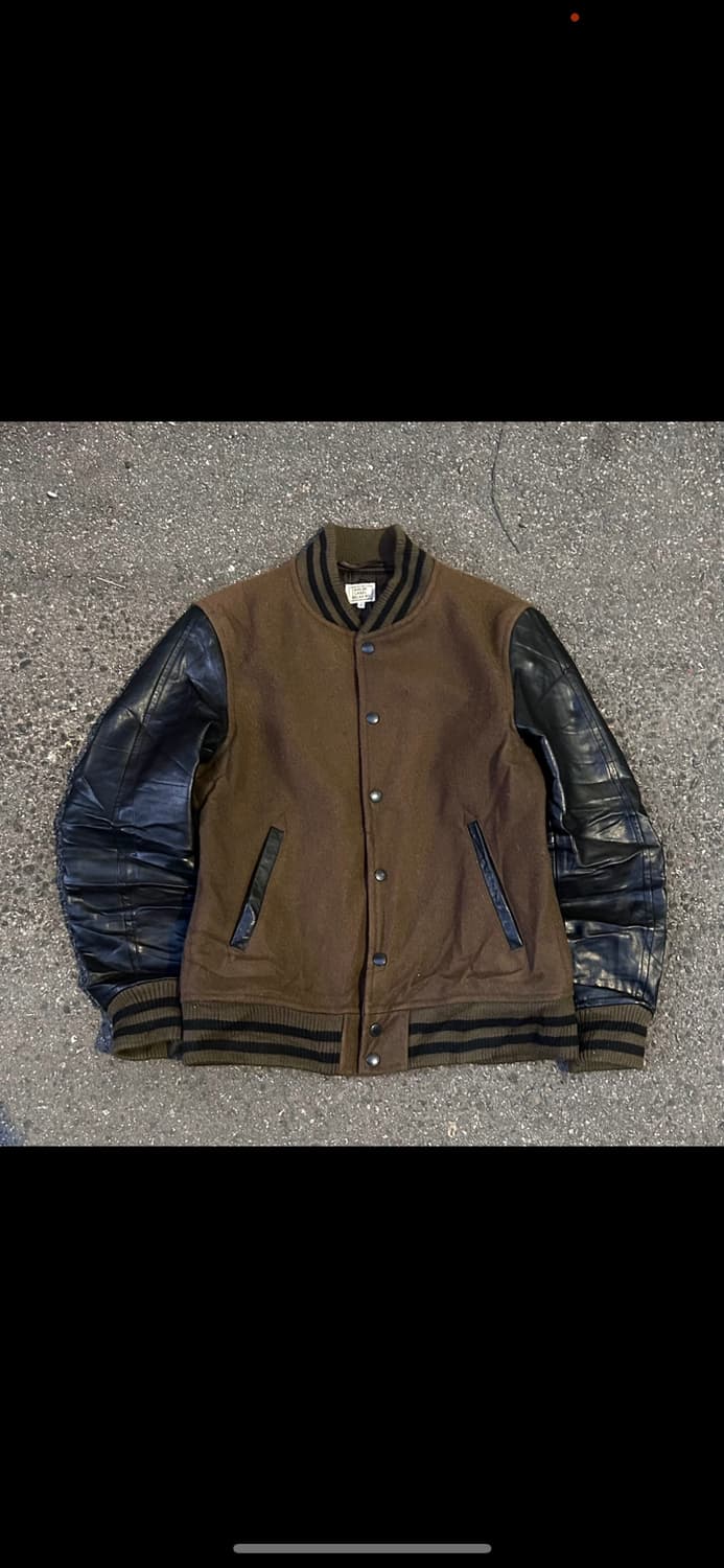 90s UNITED ARROWS 브라운 가죽 바시티 스타디움 자켓 L 상품이미지8