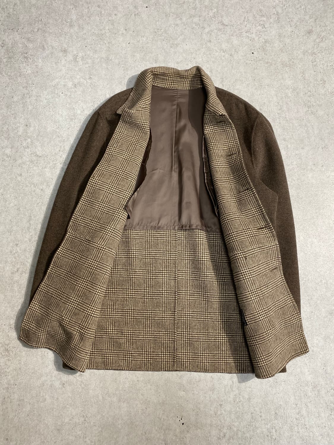[L] 90s Vintage 빈티지 체크 칼라 램스울 코트 상품이미지5