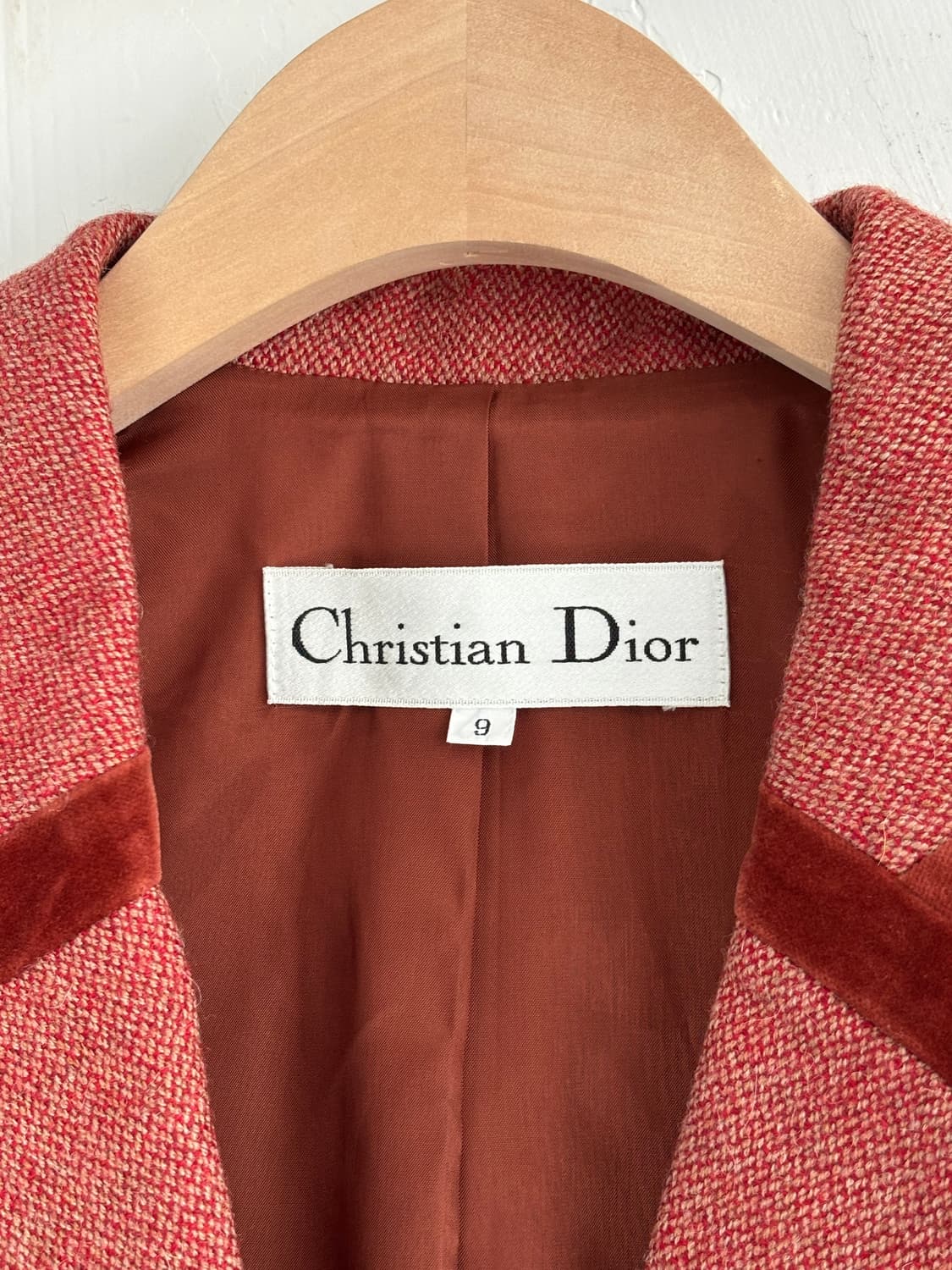 Dior 크리스찬 디올 레드 브라운 트위드 벨벳 블레이저 상품이미지7