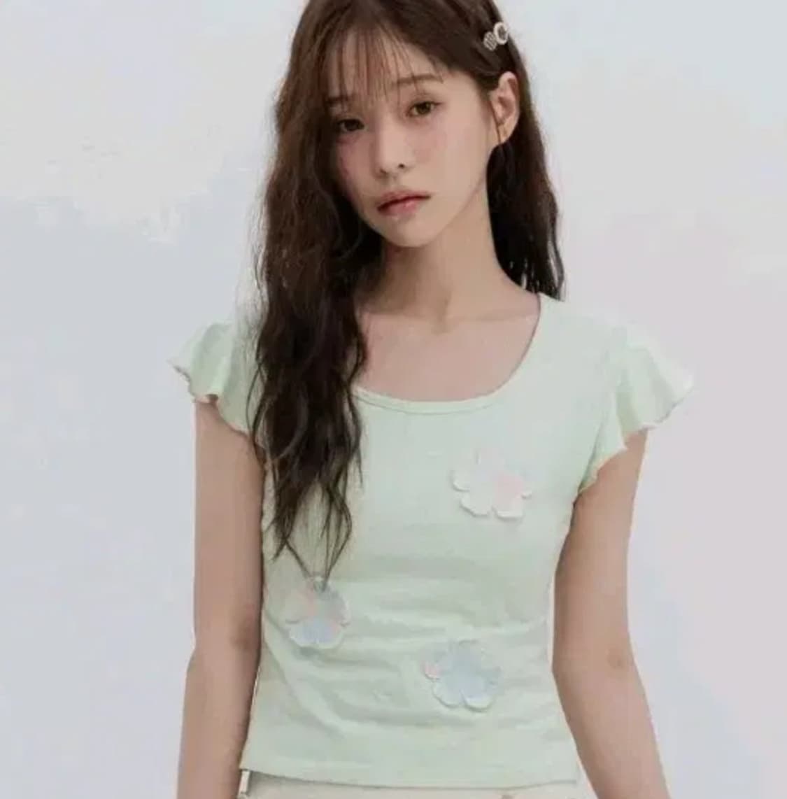 하이스쿨디스코 플로럴 프릴 숏슬리브 상품이미지1