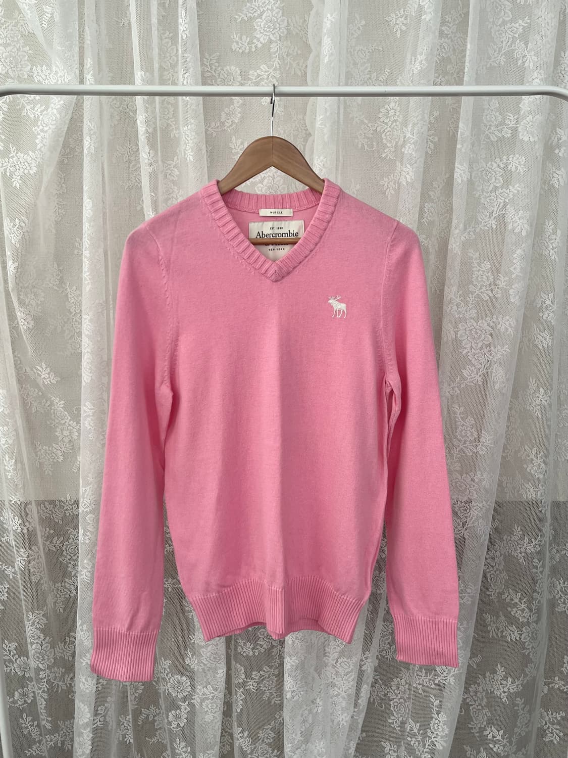 L) 아베크롬비 브이넥 캐시미어 블렌드 니트 핑크 상품이미지1