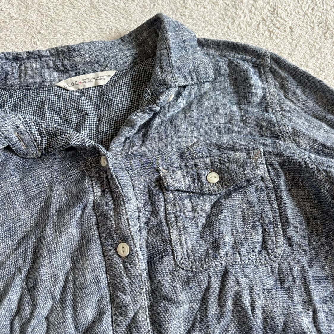 일본빈티지 blue 롱 레이어드 셔츠 상품이미지2