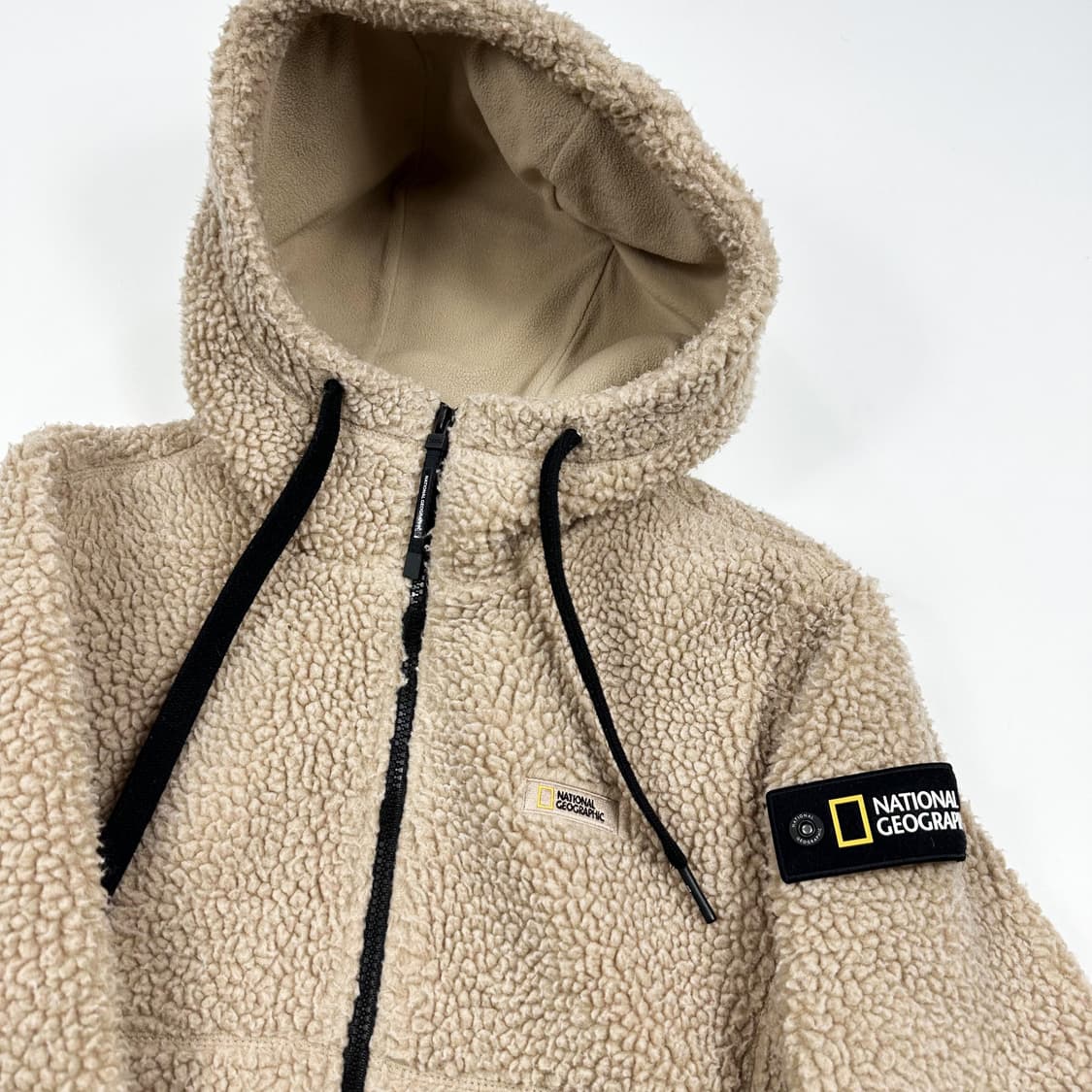 내셔널지오그래픽 와펜 베이지 후리스 후드집업 (XS 여성추천) 상품이미지4
