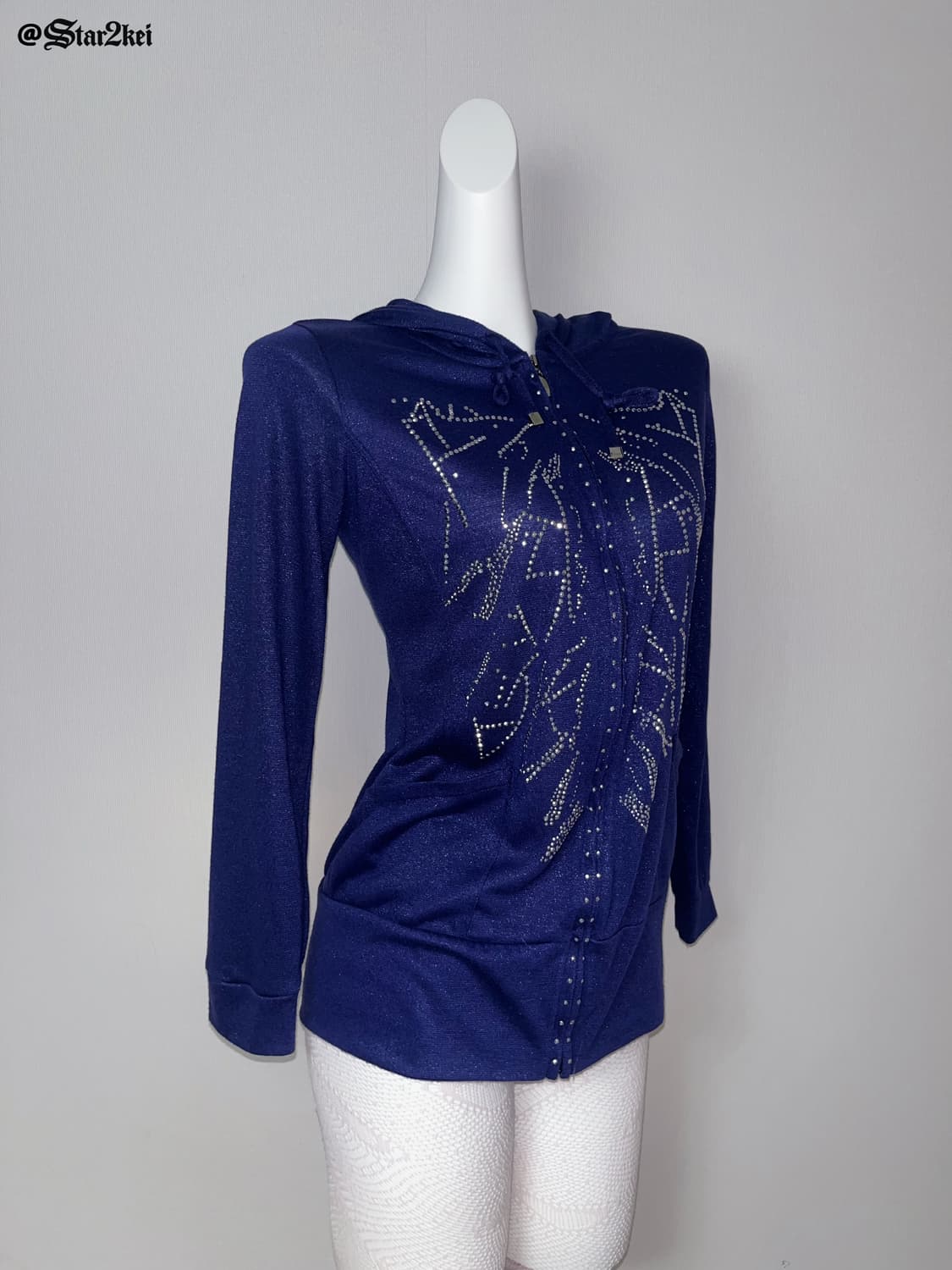 Y2K 갸루 라인스톤 글램 후드집업 슬림핏 상품이미지4