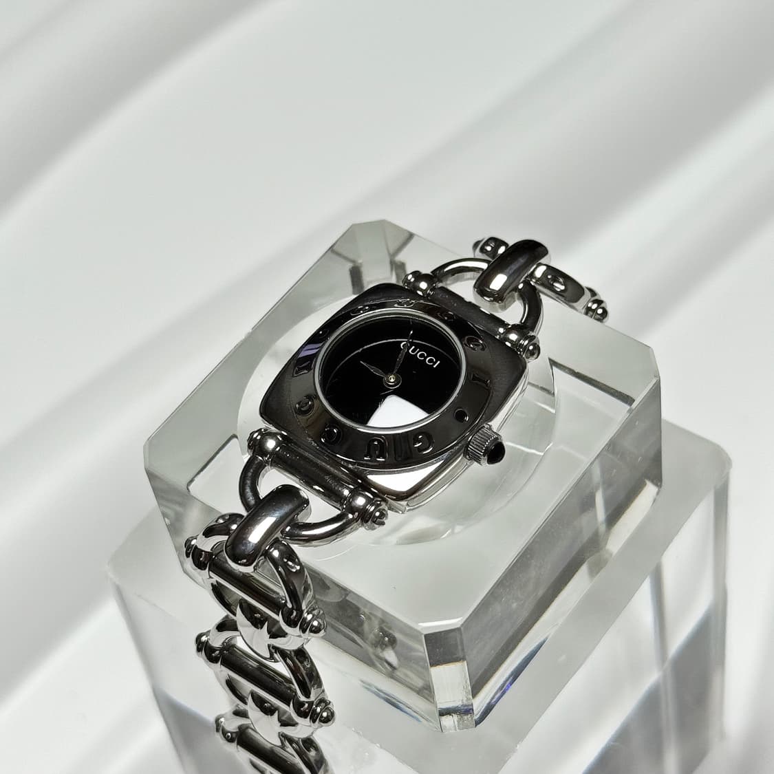 80's90's 빈티지 구찌 홀스빗 브레이슬릿 블랙다이얼 워치 상품이미지3