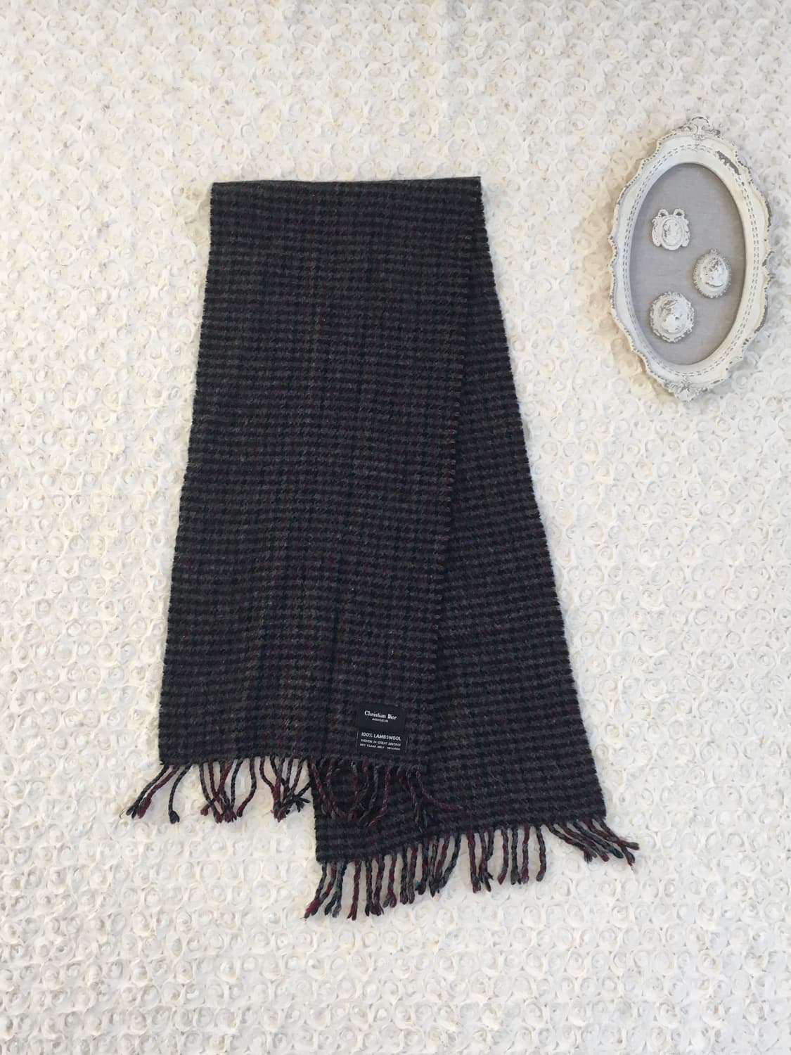 크리스찬 디올 램스울 체크 머플러 상품이미지1