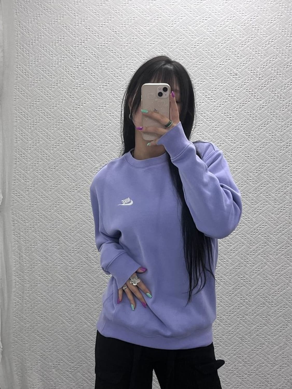 나이키 Y2K 여리 바이올렛 연보라 기모 맨투맨 M C07367 상품이미지1