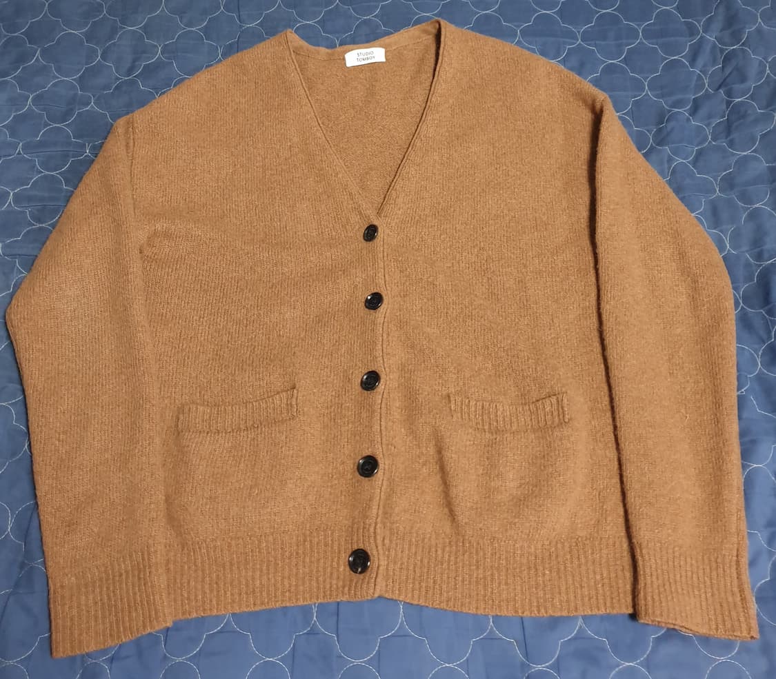 스튜디오톰보이 라운드넥 포멀 울 가디건 브라운 (F) 상품이미지1