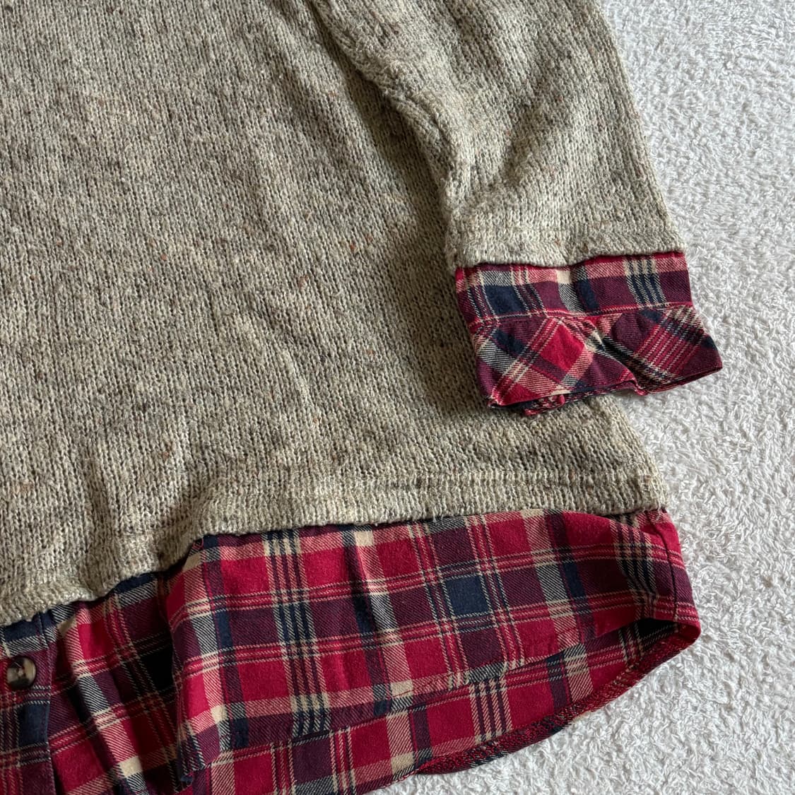 일본빈티지 AccrocheR 체크 레이어드 롱 니트 상품이미지6