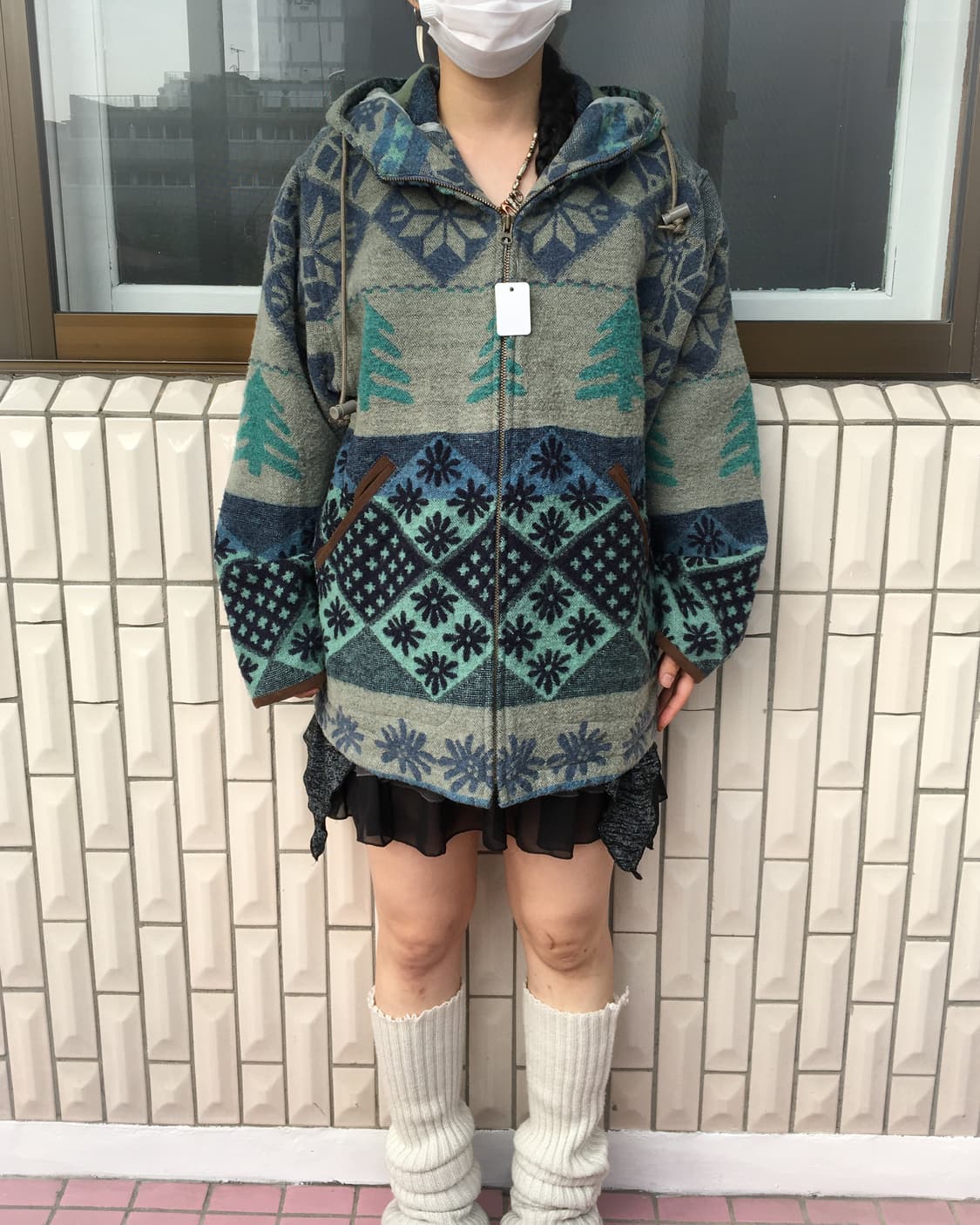 Snow pattern woolen hood jacket 상품이미지7
