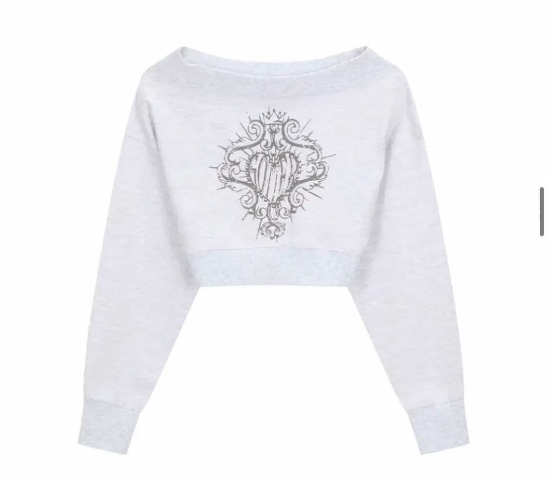 가터갤러리 오프숄더 스윗 크롭탑 그레이 상품이미지1