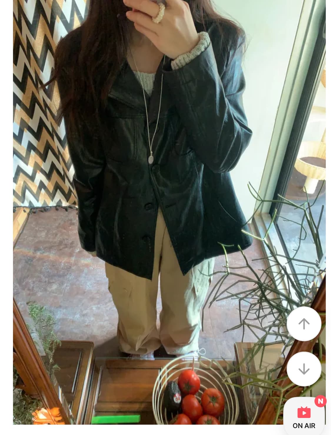 하우유 브이넥 레더 자켓 상품이미지2