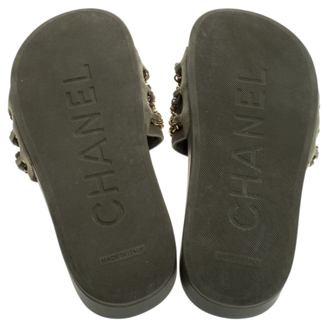 Chanel 샤넬 CC 체인 뮬 카키 39 상품이미지5