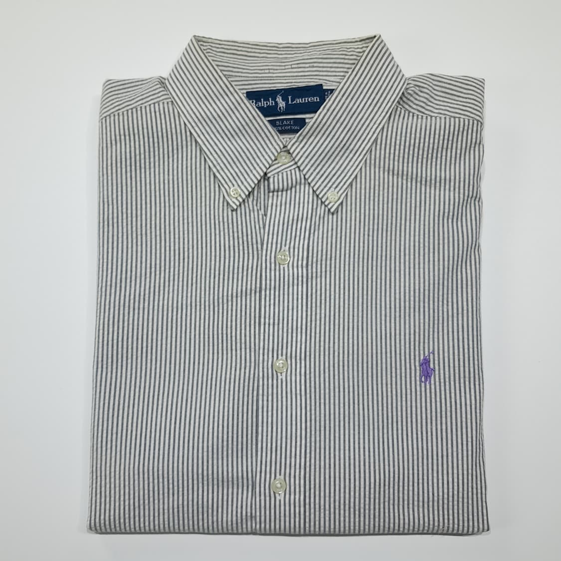 CK022 XL 폴로 90s 시어서커 스모크그레이 스트라이프 반팔 셔츠 상품이미지7