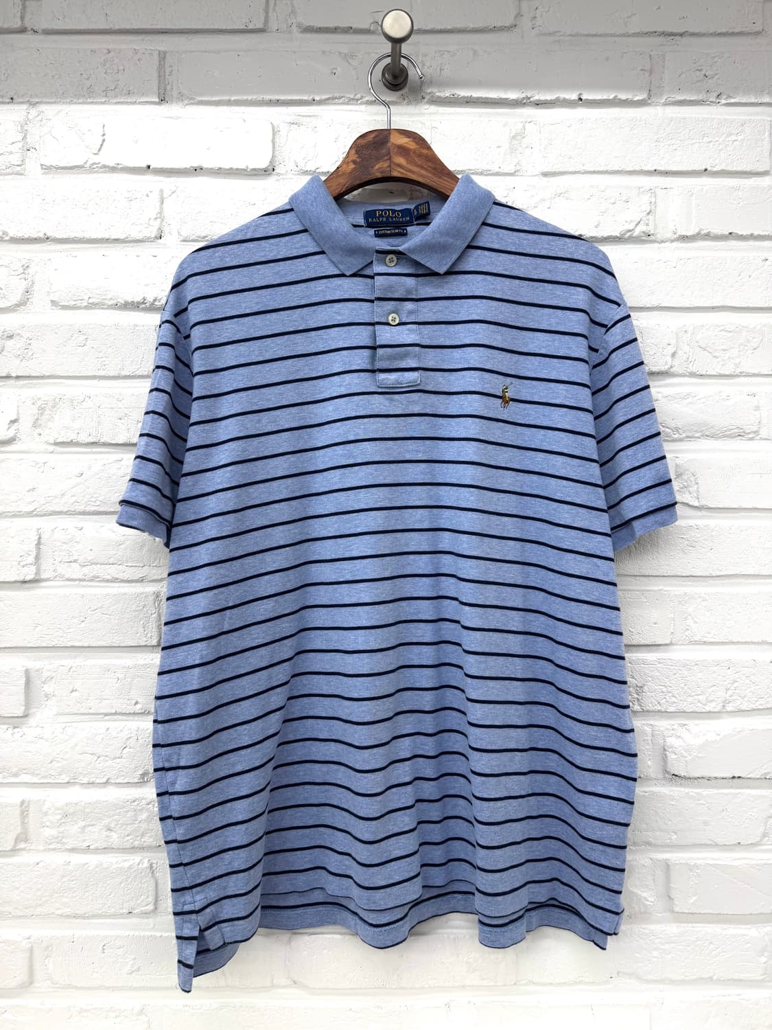 폴로 블루 스트라이프 커스텀 슬림핏 pk 반팔티셔츠 상품이미지3